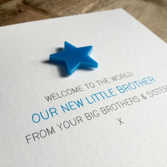 Card with detachable magnet keepsake s Welcome to the World Our New Little Brother from your Big Sister