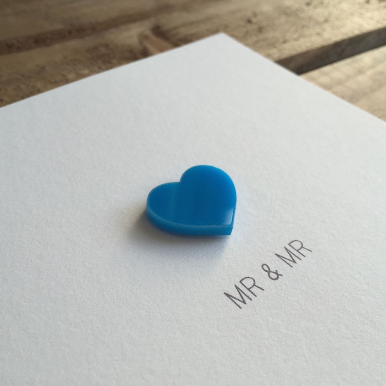 MR /& MR Wedding Day Card with Blue detachable Love Heart magnet keepsake Husband and Husband Love Celebration