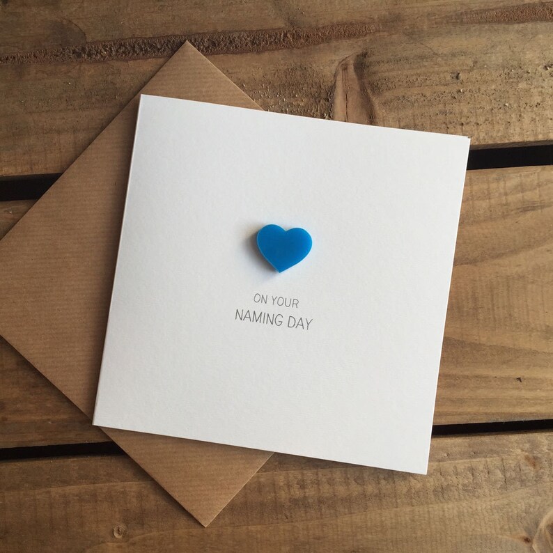 On Your Naming Day with Blue detachable Heart magnet keepsake