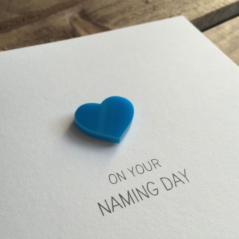 On Your Naming Day with Blue detachable Heart magnet keepsake