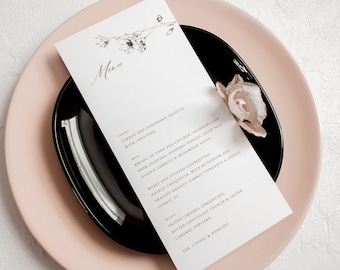 Magnolia Wedding Menu Card - House Collection – Wedding Stationery - Magnolia Blossom - Botanical - Fine art - Elegant - Monochrome