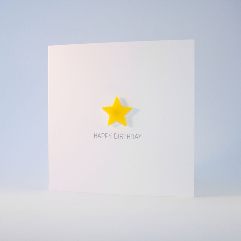 Happy Birthday Card with Yellow detachable magnet keepsake