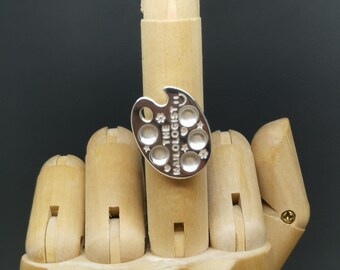 CUSTOM!  5 POT Sterling Silver Nail art thumb paint palette. Make it personal and add your Name/Brand/Word or initials.