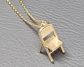 CUSTOM add your INITIALS Flip chair pendant, handmade by me in sterling Silver with 18ct Gold plate on a 18 inch necklace.