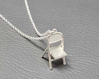 CUSTOM add your INITIALS Flip chair pendant handmade by me in Sterling Silver with 18" necklace.