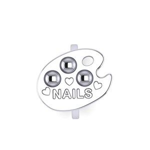 NOT CUSTOM Sterling SIlver Nail art thumb paint palette. With the word NAILS and some pretty heart detail. image 8