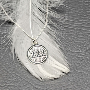 222 Angel number Sterling Silver pendant and necklace in giftbox.