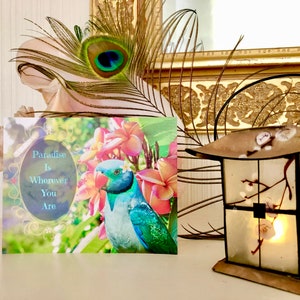 El paraíso está donde quiera que estés, inspira birdies del paraíso, postales para Ucrania, afirmación positiva, cuello de anillo, donación de alivio directo