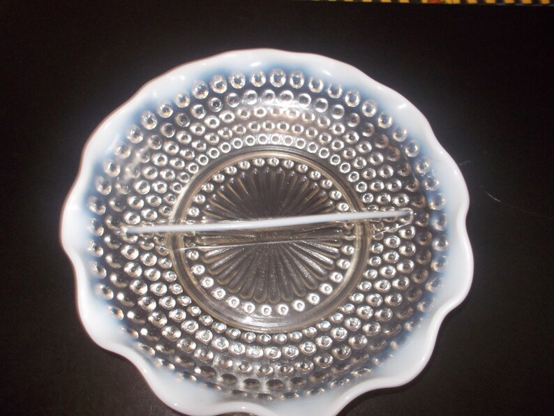 Fenton Opalescent White hobnail Small two sided Bowl with | Etsy