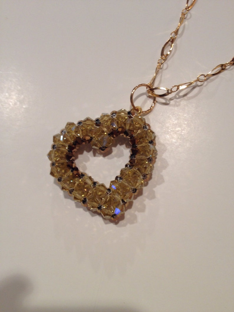 Crystal Heart Pendant Floating Necklace Beaded 50