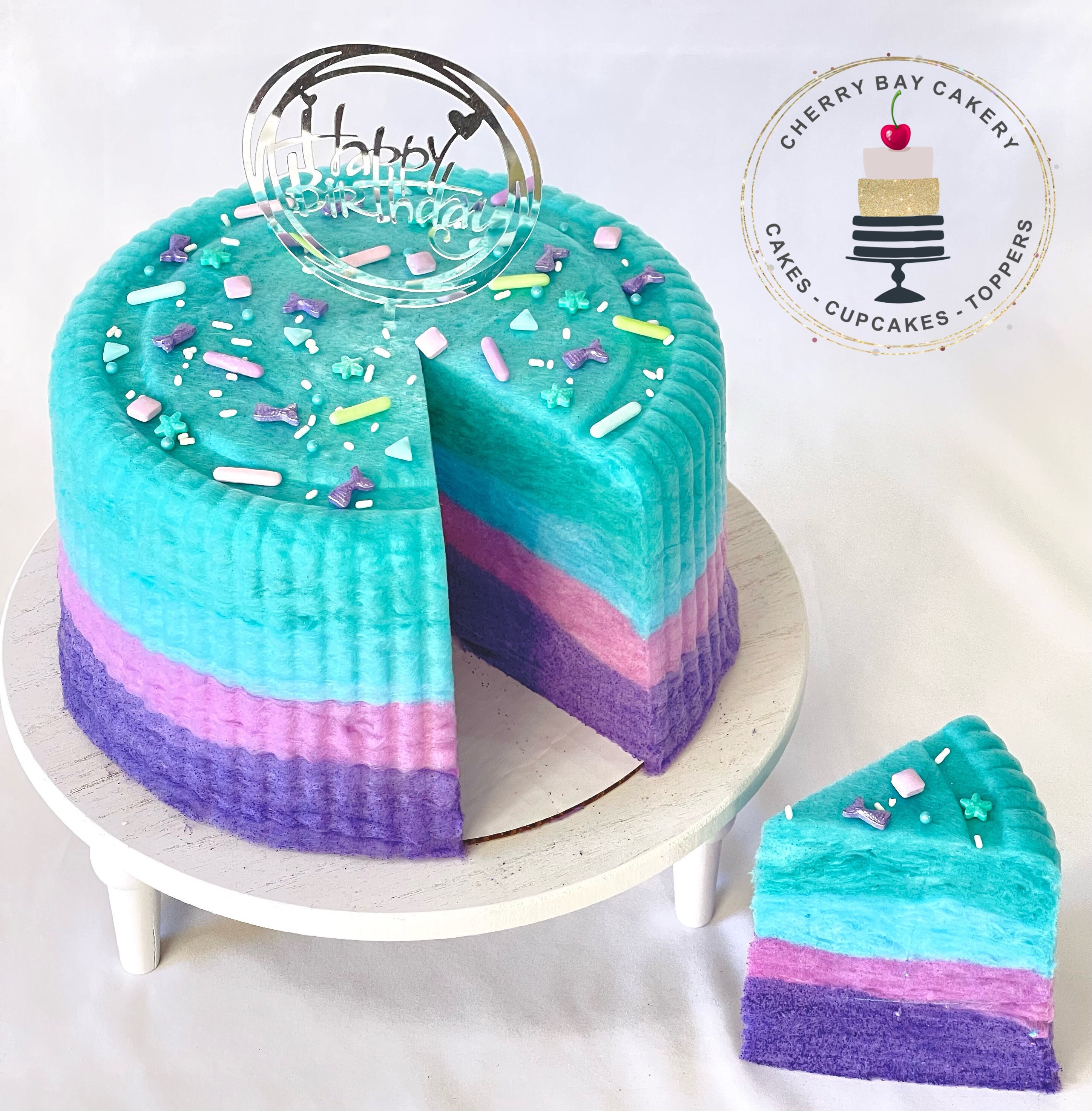 Cotton Candy Mermaid Theme Cake Candy Floss Cake Fairy Floss Ocean Cake…