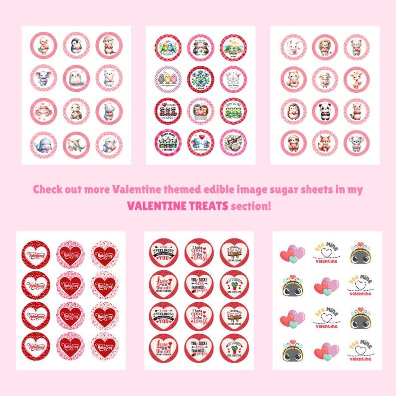 Funny Food Puns Valentine's Edible Image | 2" Cookie or Cupcake Toppers (Printed Icing Sheet) image 3
