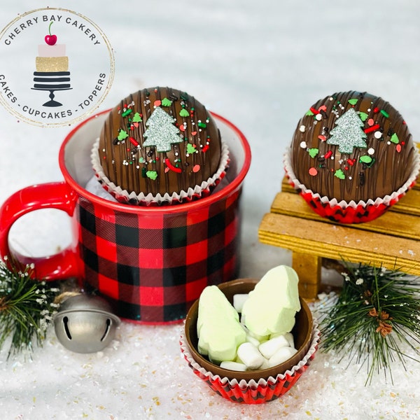 Lumberjack Theme Hot Cocoa Bomb, Buffalo Plaid Hot Chocolate Bomb, Christmas Trees, Stocking Stuffer, Holiday Gift Idea for Him