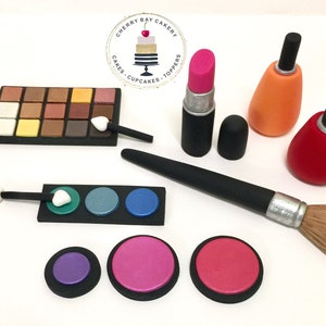 Make Up Cake Topper Set - Fondant Make Up Cake Decorations - Girls Birthday Party - Fondant Lipstick - Fondant Nail Polish