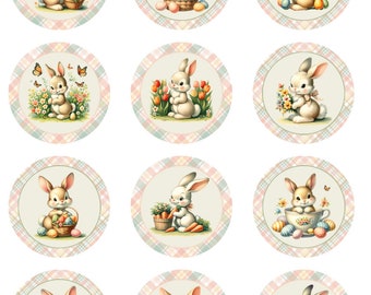 Vintage Easter Bunny Edible Image | Printed Icing Sheet | Perfect for Oreos, Cookies & Cupcakes | 2 Inch Circles | Easter Treat Decoration