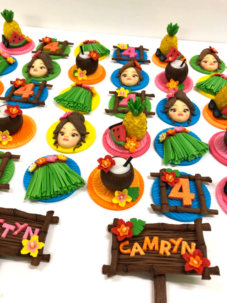 Fondant Luau Cupcake Toppers-luau Birthday Party-tropical - Etsy