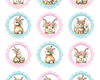 Easter Floral Bunny Edible Frosting Image | Printed Icing Sheet | Perfect for Oreos,Cookies & Cupcakes | 2 Inch Circles | Easter Treat Decor