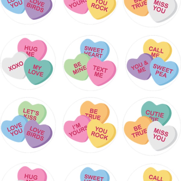 Valentine Conversation Hearts Edible Image for Chocolate Covered Oreos | Printed Icing Sheet | Frosting Sheet | Sugar Sheet | Edible Ink