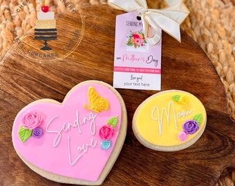 Happy Mother's Day Sugar Cookies | Set of 2 | Sending Love to Mom | Personalized Gift Tag | Treat for Mom | Idea for her | Best MOM Ever