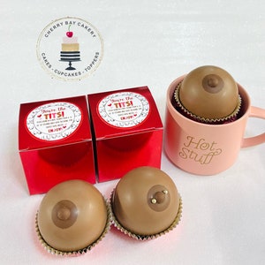 Chocolate Boob Valentine Hot Cocoa Bomb | Breast Cancer Gift | For Him or Her | New Mom | Post Breast Surgery Gift | SET OF 2