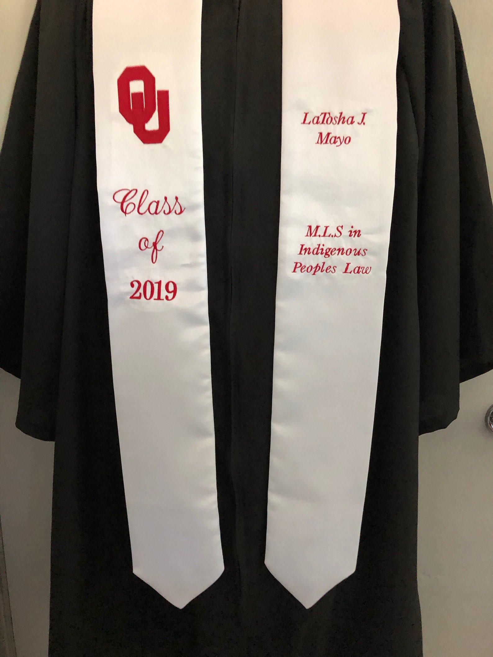 OU Oklahoma University Graduation Stole Includes OU Logo Class Etsy