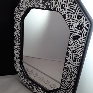 Dramatic Hand Painted Wood Wall Mirror