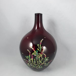 Stunning Red Hand Painted Vase