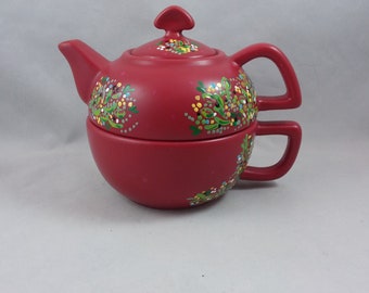 Té de cerámica exclusivo pintado a mano para uno