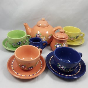 Precious Hand Painted Child&#39;s Ceramic Teaset