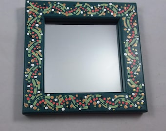 Specchio in legno dipinto a mano Boho