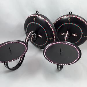 Unique Hand Painted Metal Wall Candle Sconces