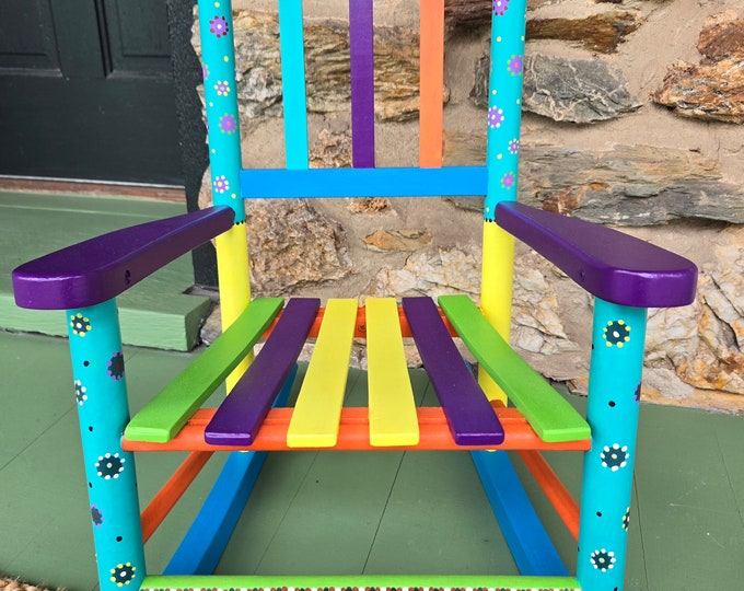 Hand Painted Children's Rocking Chair - Etsy