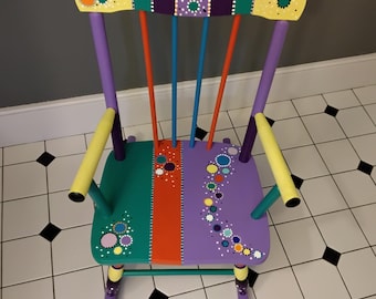 Fantastical Kids' Hand Painted Wood Rocking Chair