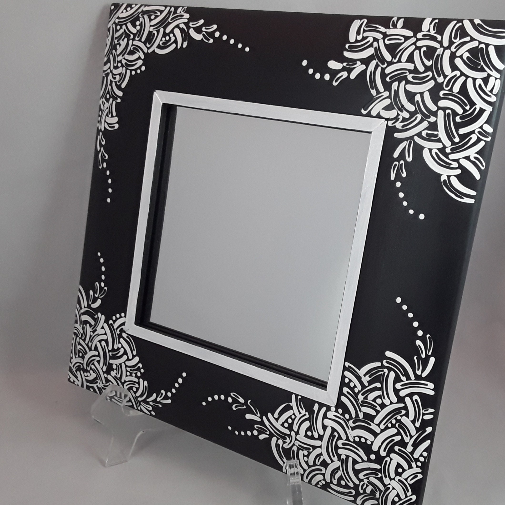 Beautiful Hand Painted Wood Mirror