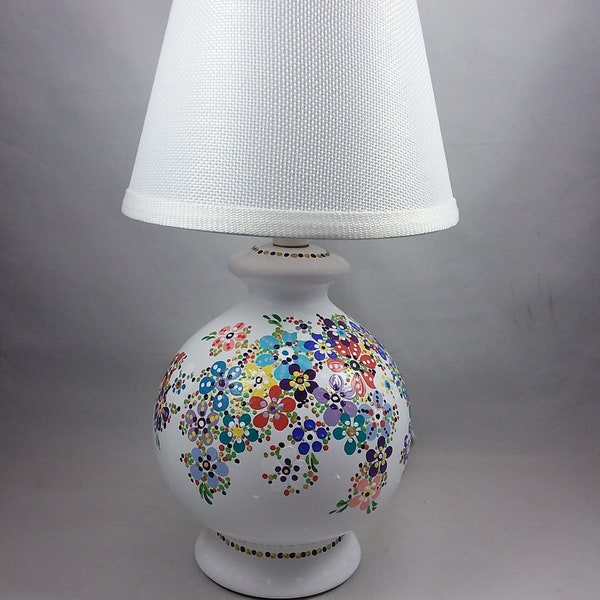 Amazing Hand Painted Flower Power Ceramic Lamp