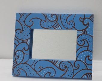 Swirling Hand Painted Wood Mirror