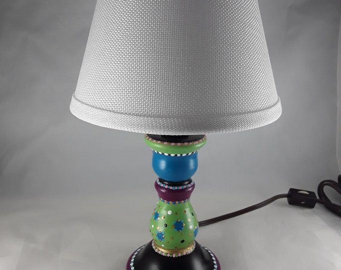 Colorful Hand Painted Ceramic Lamp Etsy