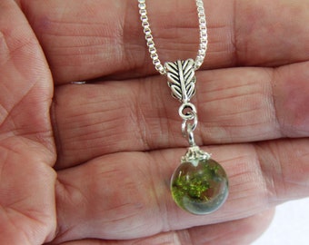 Moss Necklace, Dainty Necklace, Resin Necklace, Nature Lover, Layering Necklace, Woodland Necklace, Terrarium Necklace