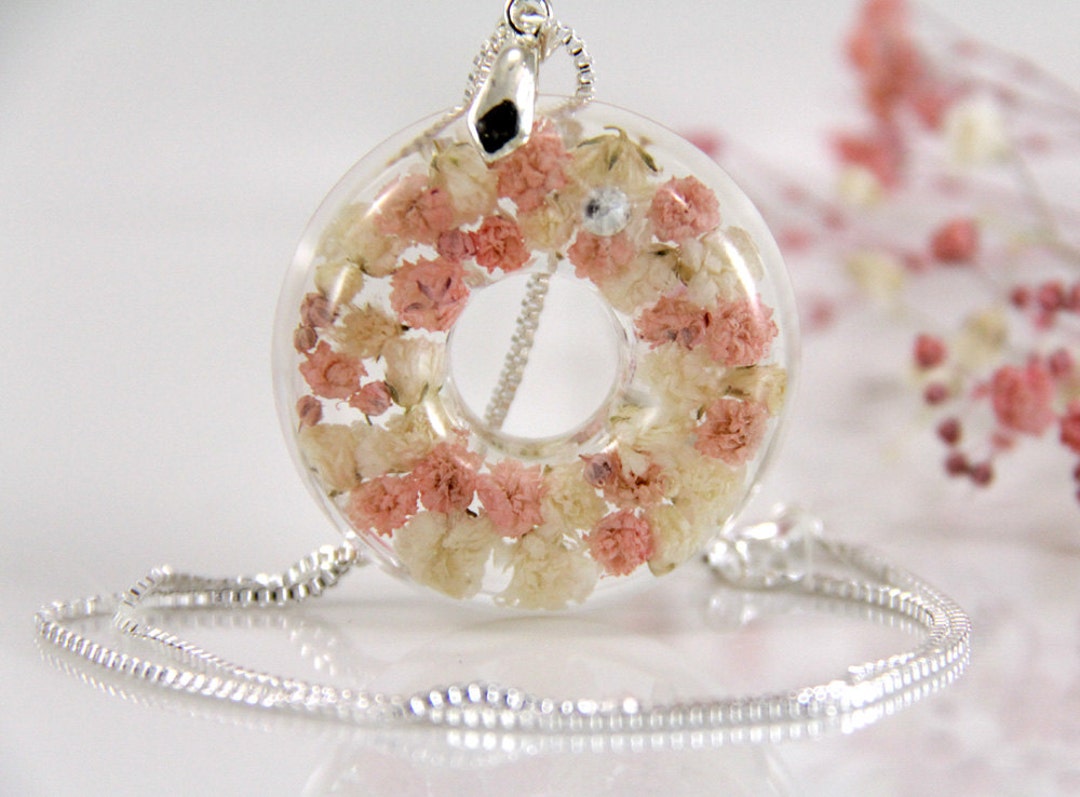 Baby Breath Necklace Pink Necklace Dainty Necklace Bride Etsy Canada