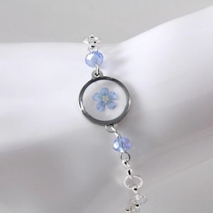 Vergissmeinnicht Armband: Gepresste Blume Resin Charm, Gedenkschmuck
