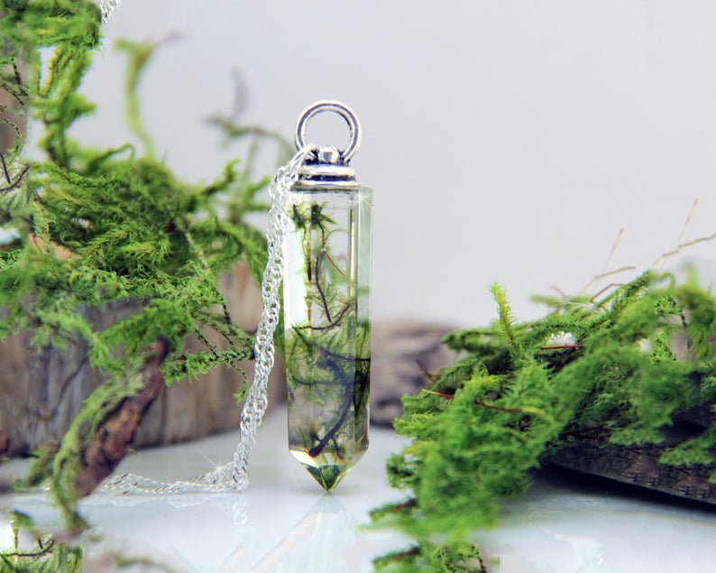 Mini Wood & Rock Necklace - Moss main image 0