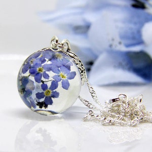 Real Forget me not Locket, Blue Forget Me Not Necklace, Locket Necklace, Something Blue, Real Flower Pendant, Romantic Gift