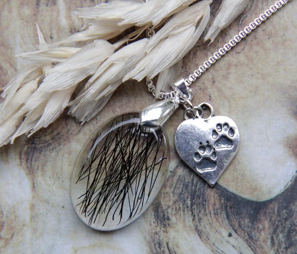 Pet Memorial Necklace Pet Hair Memorial Pet Fur Memorial Etsy Canada