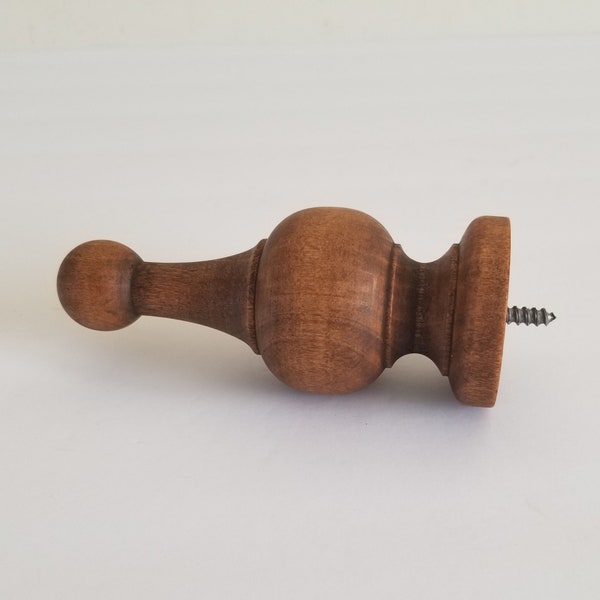 Rustic Wood Finial Screw in Riser Legs Dowel Finial Decorative Top Natural Wood Curtain Rod End Bed Post 4 1/2" Tall Flagpole Topper