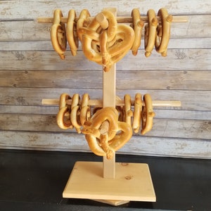 Pretzel Stand Display for Party Rotating XL Jewelry Holder Doughnut Bagel Hanging Stand Sturdy Screw Together No Tools Needed Easy Clean Up