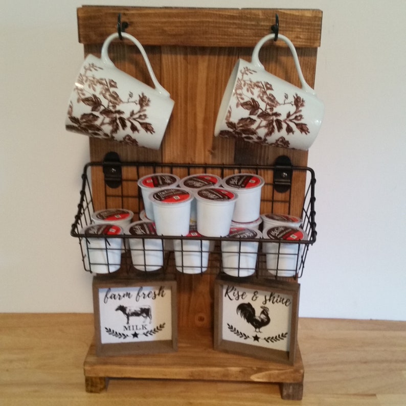 Rustic Coffee Mug Holder Cup Rack Mug Stand Kcup Holder Shelf Etsy