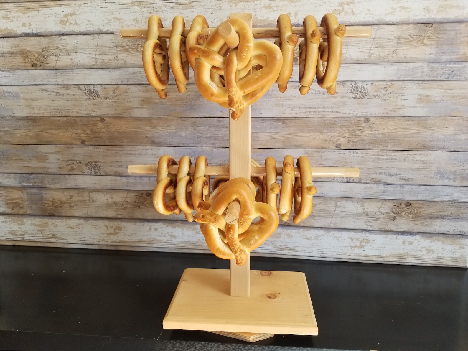 Pretzel Stand Display for Party Rotating XL Jewelry Holder Doughnut Bagel Hanging Stand Sturdy Screw Together No Tools Needed Easy Clean Up