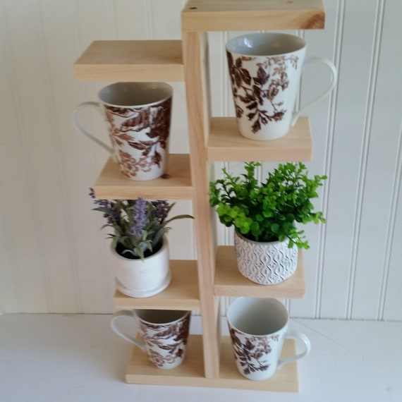 Rustic Mug Stand / Coffee Cup Holder. Wood Plant Stand Succulents Coffee  Bar Farmhouse 8 Shelves Holds Cups, Mugs, Photos, Condiments, Etc. 