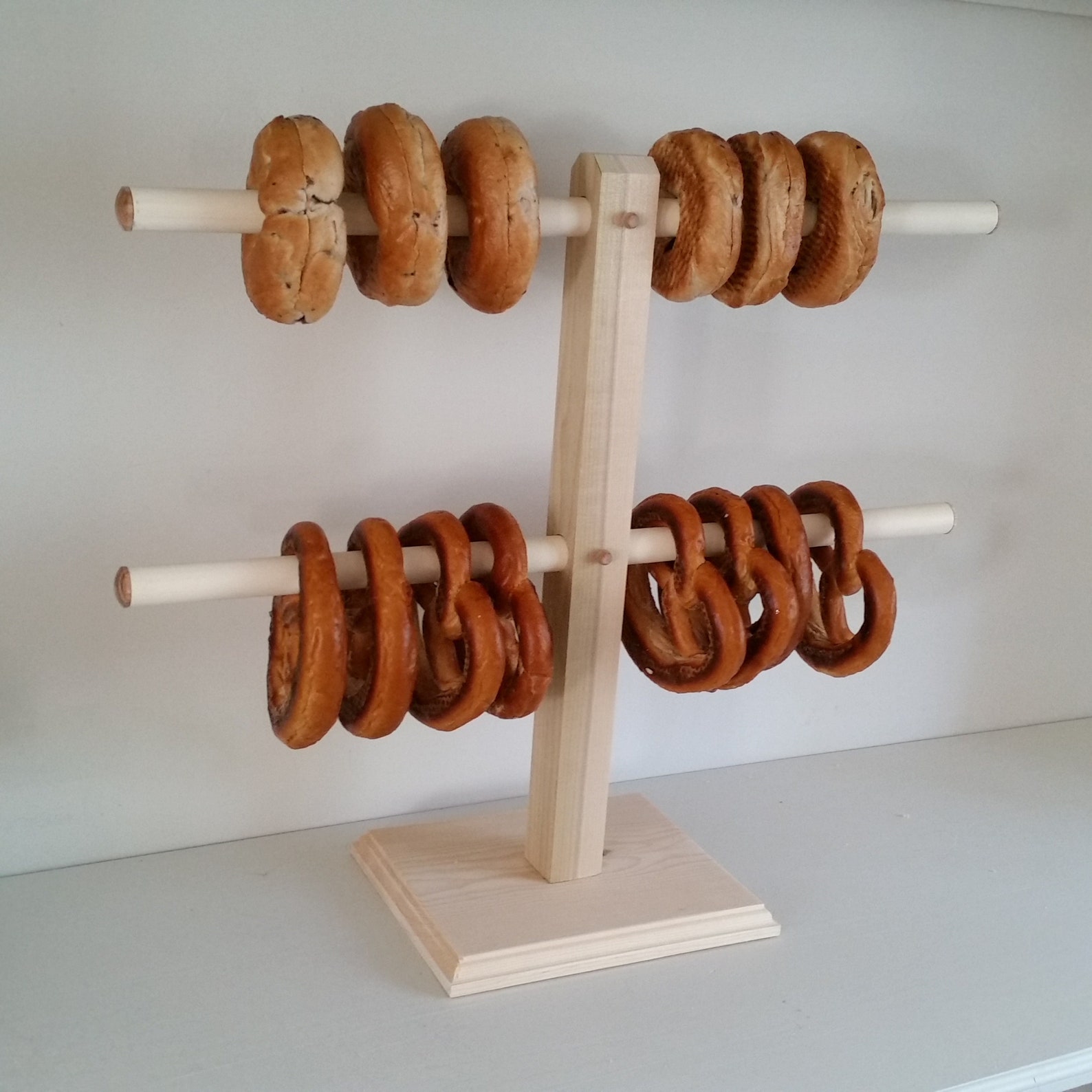 Pretzel Stand Display for Party T Bar XL Jewelry Holder Doughnut Bagel Hanging Stand Sturdy Screw Together No Tools Needed Easy Clean Up