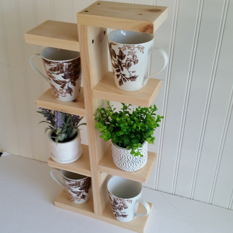 Wood Mug Stand / Coffee Cup Holder. Wood Plant Stand Etsy